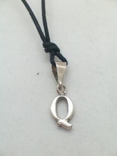 Image of Initial Pendant - Q - In 925 SILVER - Alphabet Letter Necklace