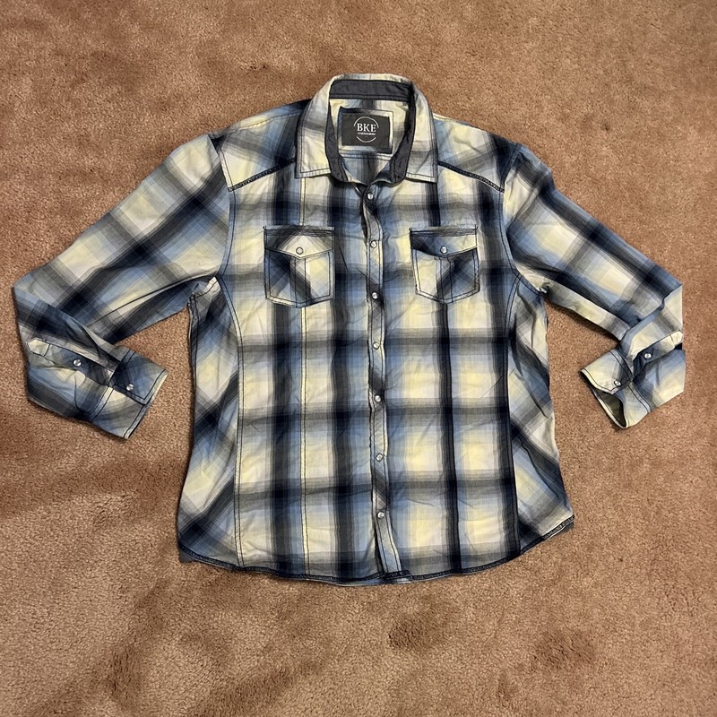 Men’s XL BKE Relaxed Fit Pearl Snap Long Sleeve Western Cowboy Shirt