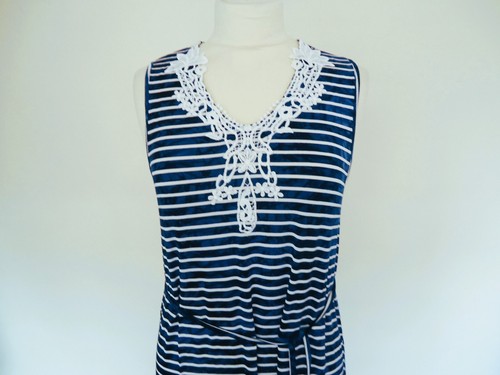 BON PRIX NAVY STRIPE JERSEY MAXI DRESS SIZE S OR UK 8 - 10 NEW - Picture 2 of 4