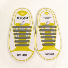 Easy Laces - Gray No Tie Flat Kids Shoelaces 100 Silicone - New in package