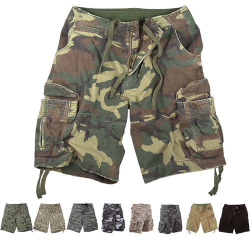 Mens Vintage Camo Cargo Shorts, Army 