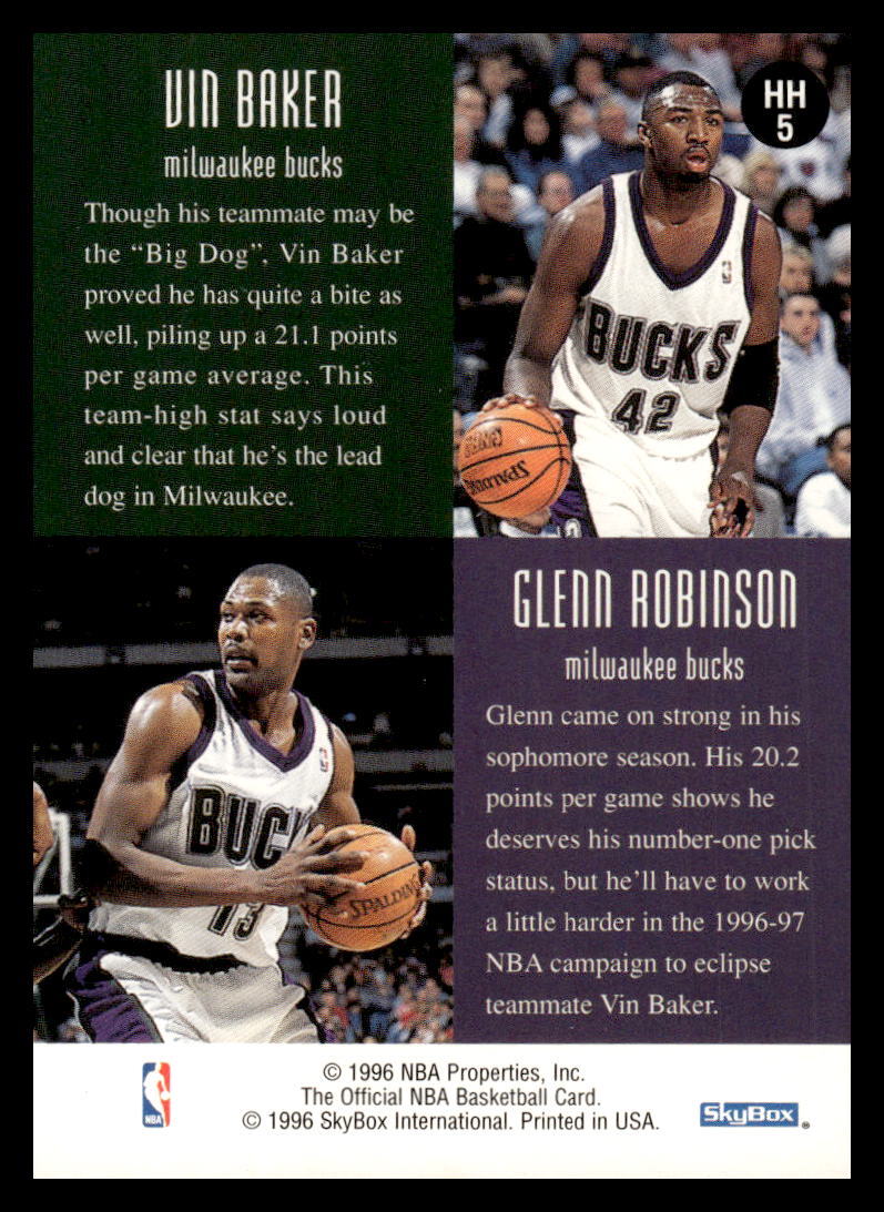 1996 Hoops Vin Baker / Glenn Robinson #HH5 Milwaukee Bucks