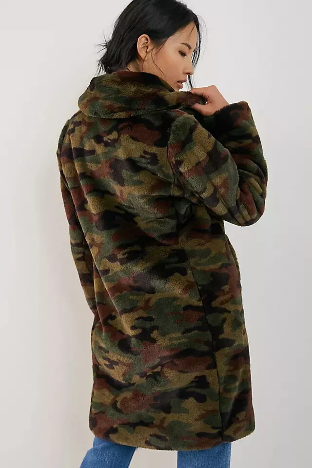 Camouflage fur coat cheap
