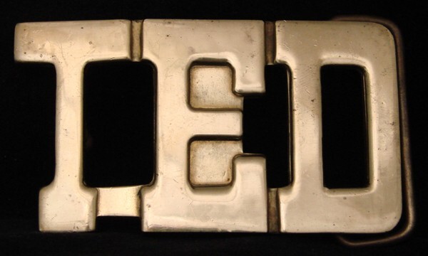 LC14153 *NOS* VINTAGE 1970s/80s CUT-OUT NAME ***TED*** SOLID BRASS BUCKLE