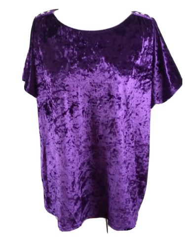 Maglione donna dentro donna top media M viola velluto manica corta  - Foto 1 di 12