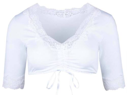 Nina von C Dirndlbluse Maria Jersey weiß Spitze V-Ausschnitt elastisch - Bild 2 von 11