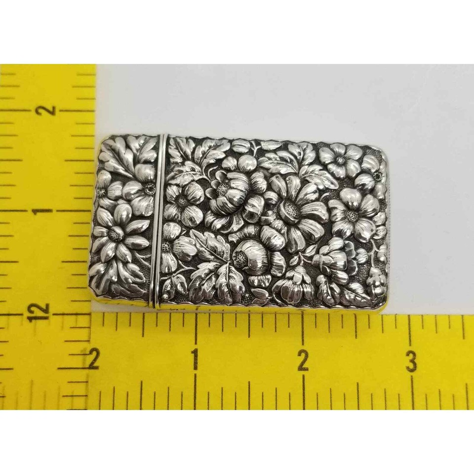 Antique Sterling Silver Floral Match Safe Vesta Case | eBay