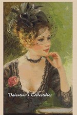 Victorian Lady with Red Rose Counted Cross Stitch Chart No.1-324 