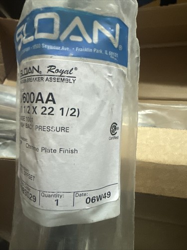 Sloan V-600-AA Vacuum Breaker Assembley 1-1/2" x 22-1/2" with 2" Offset V600AA - Picture 3 of 6