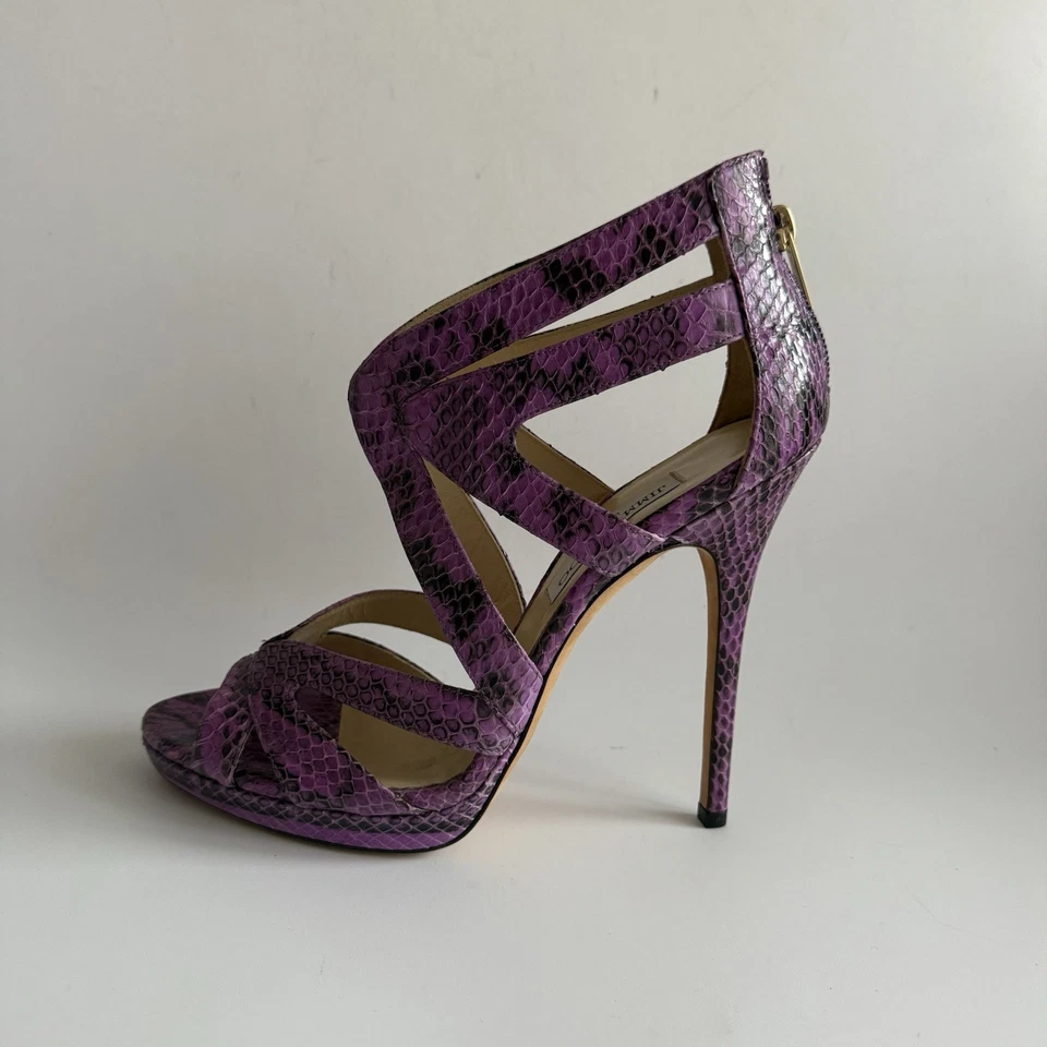 JIMMY CHOO SANDALI IN PITONE VIOLA - Imagen 3 de 4
