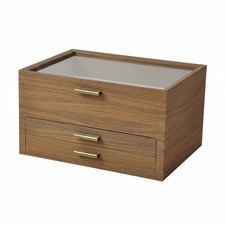 Wood Grain Jewelry Box Easy to Organize Clear Lid Jewelry Box Soft Plush Inner