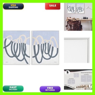 Stupell Industries Contrasting Wave Line Abstract 2Pc Framed Giclee Art Set 2