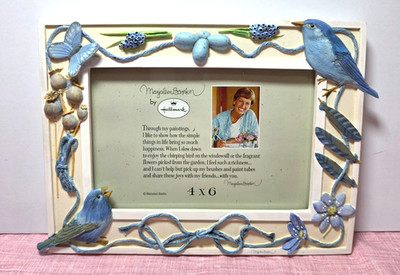 Hallmark Marjolein Bastin Blue Birds Flowers 4x6 3D Picture Frame NEW w/tag