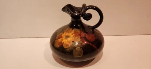 Louwelsa Weller Art Floral Pottery Brown Picher Gloss Glaze USA vintage Antique