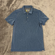 Eddie Bauer Polo Shirt Mens Medium Blue Striped Active Fit Performance Golf