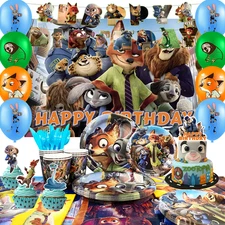 Zootopia Birthday Party Tableware,112Pcs Zootopia Birthday Decorations Tableware