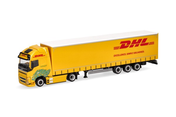 Herpa 318952 Volvo Fh Gl Xl Electric Lowlinergardinenplanen-Sattelzug Dhl-image