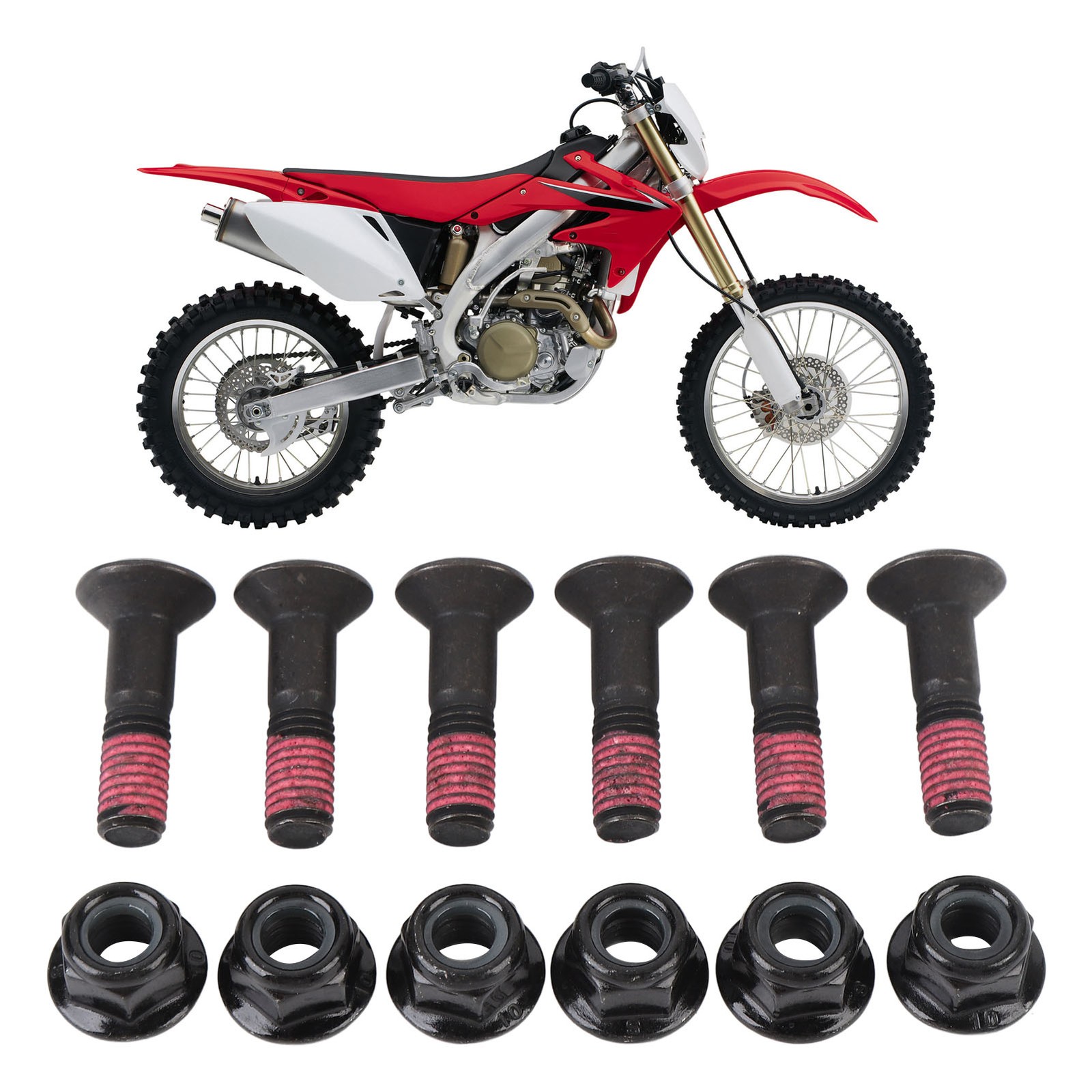 New 6 Sets Sprocket Bolt And Nut Kit M8 X 32mm Iron Motorcycle Sprocket Bolts