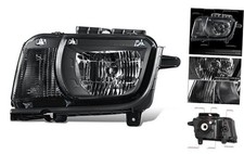 Left OE Style Headlight Compatible with 10-13 Chevy Camaro, Chrome/Clear