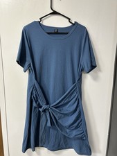 Women’s SHEIN Blue Wrap Dress Size 2XL Knee Length Short Sleeve Pre Owned