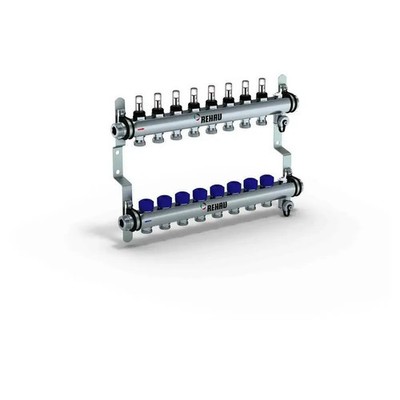 REHAU Verteiler HKV-D Easyflow Edelstahl 8 Kreise, mit Durchflussanzeige min/max