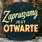 Tin Metal Signs Home Décor 8x8 Polish Language Welcome Round Vintage "Zapraszamy
