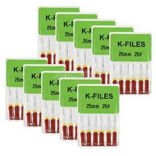 60Pcs Dental Endo Root Canal Files Hand Use K-Files Stainless Steel 25mm #25