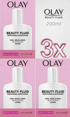  3x Oil of Olaz Olay Beauty Fluid Gesichtscreme Körper Feuchtigkeit. 600 ML 