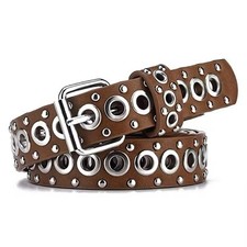 Adjustable Grunge Punk Belt Women PU Leather Alloy Pin Buckle One Size
