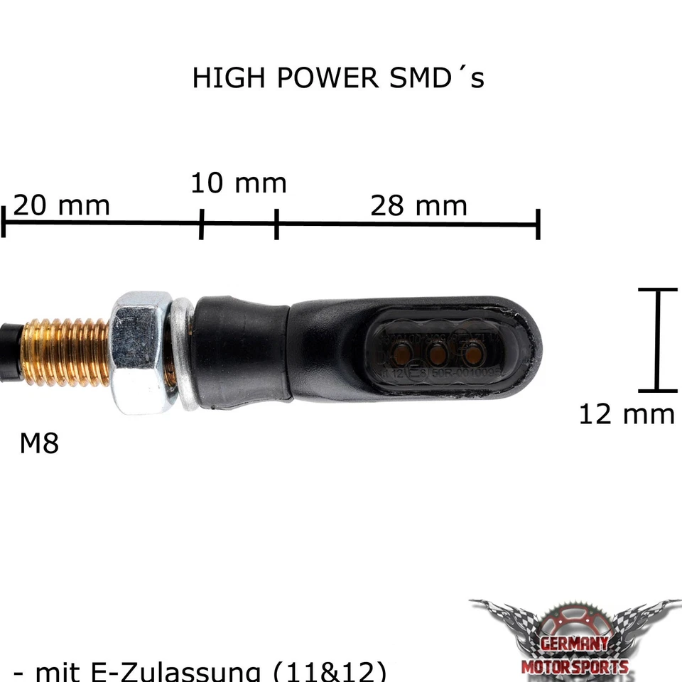 LED Mini Micro Blinker Schwarz Smoke getönt Motorrad Roller Quad ATV E-geprüft - Bild 3 von 4