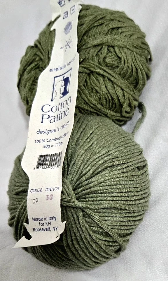Lote de 2 hilos de patiné de algodón Lavold Elsebeth #9 verde salvia 100 % algodón peinado 50 g Foto 4 de 4