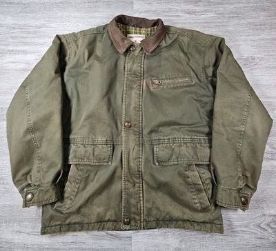 #ad Vintage High Sierra Detroit Chore Coat Mens M Flannel Lined Hunter Green Jacket $26.88