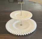 Vintage Fenton Silver Crest Milk Glass 2-Tier Serving Tray