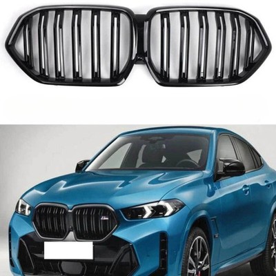 Gloss Black Front Kidney Dual Slats Grille Grill Mesh  For BMW X6 G06 2020-2023