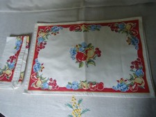 Lot de 2 napperons/serviettes vintage MCM coton aspect ferme cottagecore années 50 NEUF