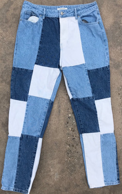 PACSUN Patch Work JEANS Light Indigo VINTAGE LOOSE SIZE 30 Some Light Staining