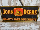VINTAGE JOHN DEERE PORCELAIN SIGN OLD FARMING TRACTOR EQUIPMENT SALES 1954 FARM