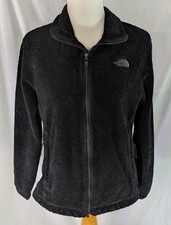 The North Face Womens Jacket Sz Medium Black Soft Fleece Full Zip Sweater Logo