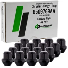 Black Lug Nuts Compatible with Chrysler-Dodge-Jeep | 6509769AA | Set of 16