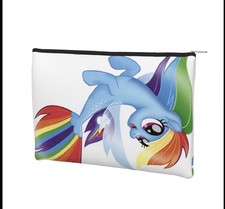 New 9  My Little Pony RAINBOW DASH Cosmetic Pouch WHITE Bag PENCIL Makeup Wallet