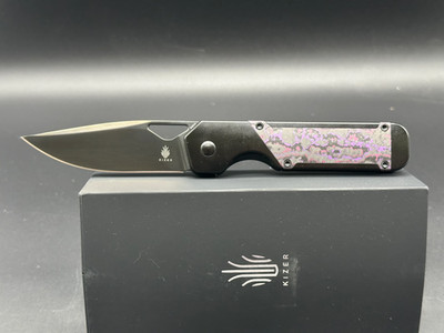 Kizer Militaw Frame Lock Knife Black Ti/ Purple Haze FC