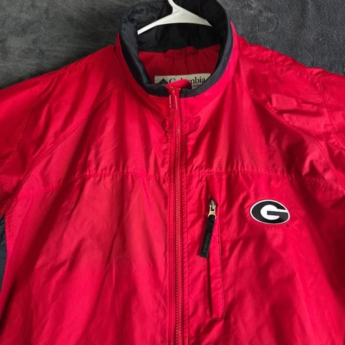 Columbia Georgia Bulldogs Mens L Red Black Full Zip Packable Windbreaker Jacket - product listing photo