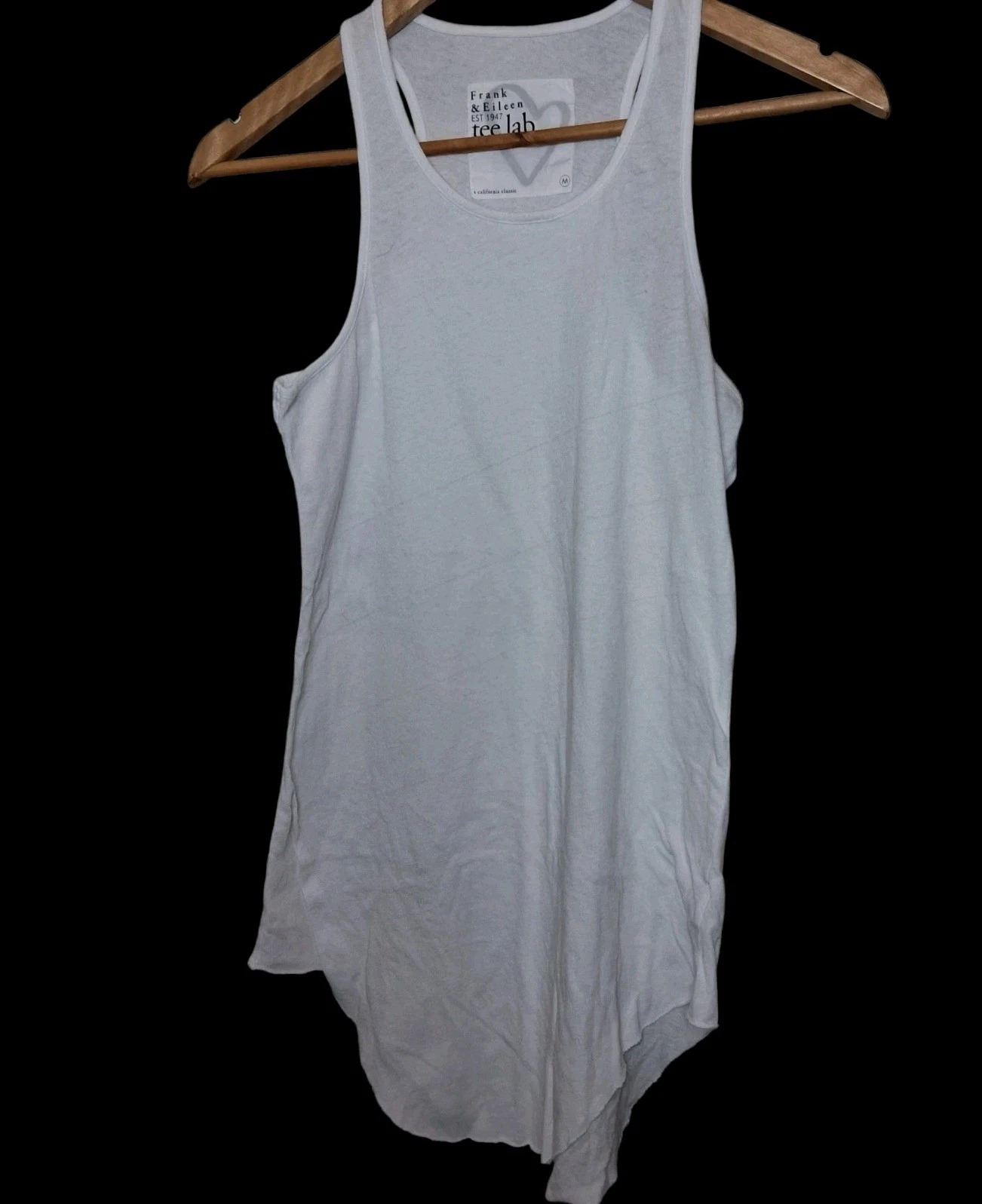 Frank & Eileen Tee Lab Base Layer Tank Top Women's White Shirt Raw Hem Medium