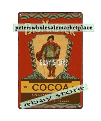 Big Master Cocoa Bay City, Michigan old-fashioned chocolate decor tin sign