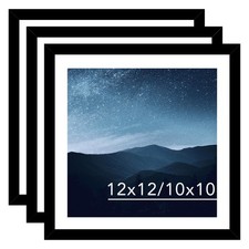 JCJMY 12x12 Picture Frame Set of 3 Black w/ 10x10 Mat for 30x30cm Diamond Art