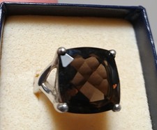 925 Sterling Silver Vintage Smoky Quartz Ring Size 5.5