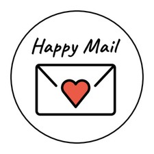 30 HAPPY MAIL ENVELOPE SEALS LABELS STICKERS 1.5" ROUND HEART LOVE GIFTS