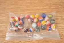 Bag of Glass Marbles and Plastic Marbles