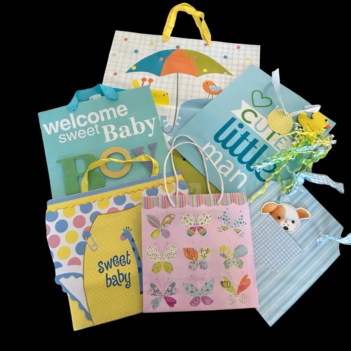 Baby Gift Bags Lot Shower Birthday Lot of 6 Baby Boy Baby Girl