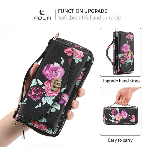 Printed Flower Lady Crossbody Handbag Wallet Magnetic Cover For iPhone 131415 16 - Picture 58 of 84